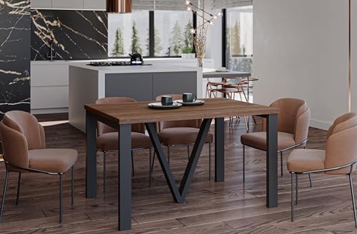 Endo-Moebel XXL Esstisch Titan 130 cm - 405 cm erweiterbar Küchentisch bis 12 Personen Matt (Sterling Eiche) von Endo-Moebel