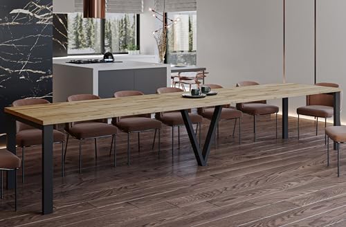 Endo-Moebel XXL Esstisch Titan 130 cm - 405 cm erweiterbar Küchentisch bis 12 Personen Matt (Wotan Eiche) von Endo-Moebel