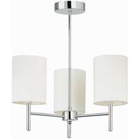 Endon - Brio - 3 Light Semi Flush Multi Arm Deckenleuchte Chrom, Off White Silk Effect, E14 von Endon