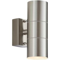 Endon - Canon - 2 Light Outdoor Up Down Wandleuchte Klarglas, polierter Edelstahl IP44, GU10 von Endon