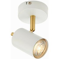 Endon Gull - 1 Lichtscheinwerfer Mattweiß, Satin gebürstetes Gold, GU10 von Endon