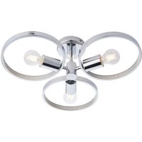 Endon Merola Zeitgenössische Designer Kristall LED 3 Ring Semi Flush Deckenleuchte Chrom, Warmweiß, IP44 von Endon