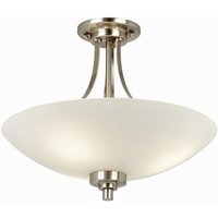 Welles - 3 Light Flush Deckenleuchte Weiß, Satin Chrom, E27 - Endon von Endon