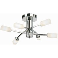 Endon - Havana - 6 Licht Semi Flush Multi Arm Deckenleuchte Chrom, Säure geätztes Glas, G9 von Endon