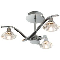 Endon - Langella - 3 Licht Semi Flush Multi Arm Deckenleuchte Chrom, klarer Kristall, G9 von Endon