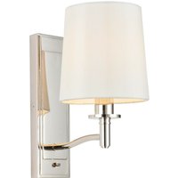 Ortona Vintage Wandlampe Leuchtend Nickel Weiß Stoffschirme mit Kippschalter - Endon von Endon