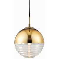 Endon - Paloma - 1 Light Globe Deckenanhänger Klares geripptes Glas, Goldeffekt, E14 von Endon