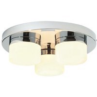 Pure - 3 Licht Semi Flush Badezimmer Deckenleuchte Chrom, Opalglas IP44, G9 - Endon von Endon