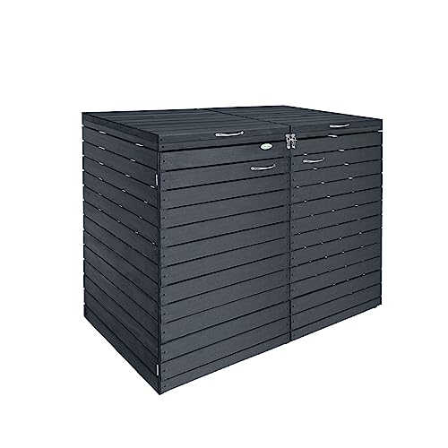 Endorphin® Mülltonnenbox 2er mit Gasdruckfeder | 240l aus Holz | Box für Abfalltonnen in 2 Farben | 240l Holz in Braun und Anthrazit (Anthrazit) von Endorphin