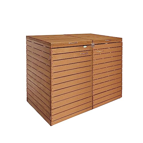Endorphin® Mülltonnenbox 2er Mit Gasdruckfeder | 240l Aus Holz | Box für Abfalltonnen in 2 Farben | Braun und Anthrazit (Braun) von Endorphin