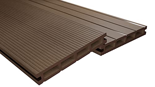 Endorphin® WPC Terrassendielen Komplettset 2-50m² Braun - Mit Unterkonstruktion & Clips – WPC Dielen Wetterfest Und Pflegeleicht – Hohlkammerdiele Rutschfest – Dielenlänge 220cm (18qm) von Endorphin