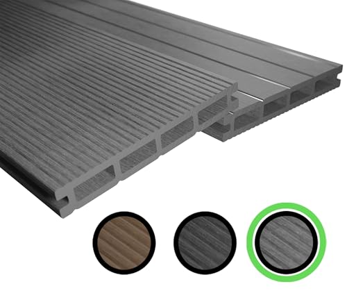 Endorphin® WPC Terrassendielen Komplettset 2-50m² Hellgrau - Mit Unterkonstruktion & Clips – WPC Dielen Wetterfest Und Pflegeleicht – Hohlkammerdiele Rutschfest – Dielenlänge 220cm (26qm) von Endorphin