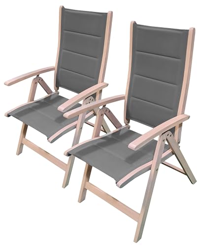 Endorphin 2er Pack Klappsessel, Gartensessel aus Akazienholz im Teakholzlook, FSC Zertifiziert, Sitzfläche mit Schaumstofffüllung, Rückenlehne 4-Fach verstellbar, 57 x 70 x 112 cm (B x T x H) von Endorphin