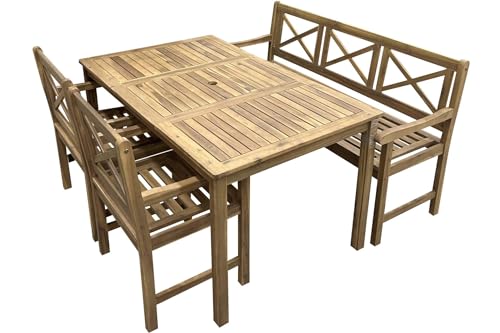 Endorphin Gartenmöbel Set - 4-teilig - Akazienholz - Gartentisch - 2 Stühle und Gartenbank von Endorphin