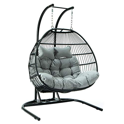 Endorphin Hängesessel mit Gestell Twin - Für 2 Person - Hängestuhl mit Gestell + Polster - Sessel für Garten + Balkon + Terrasse + Wintergarten - Schwingsessel Outdoor - XXL Schwebesessel von Endorphin