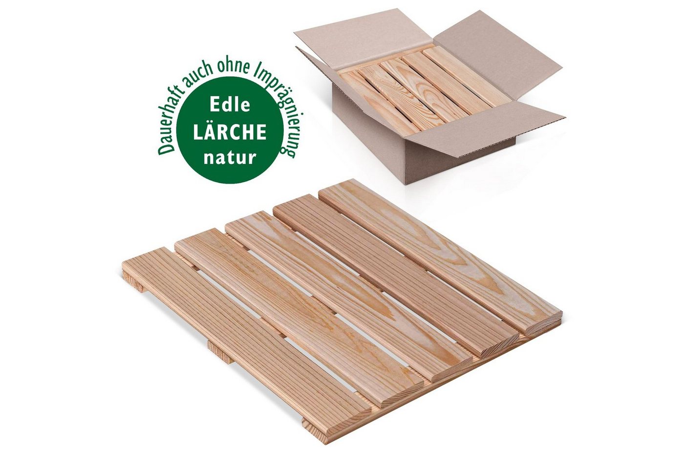 Endorphin Holzfliesen Holzfliesen aus Lärche 40x40 cm 6er Set [0,96qm] von Endorphin