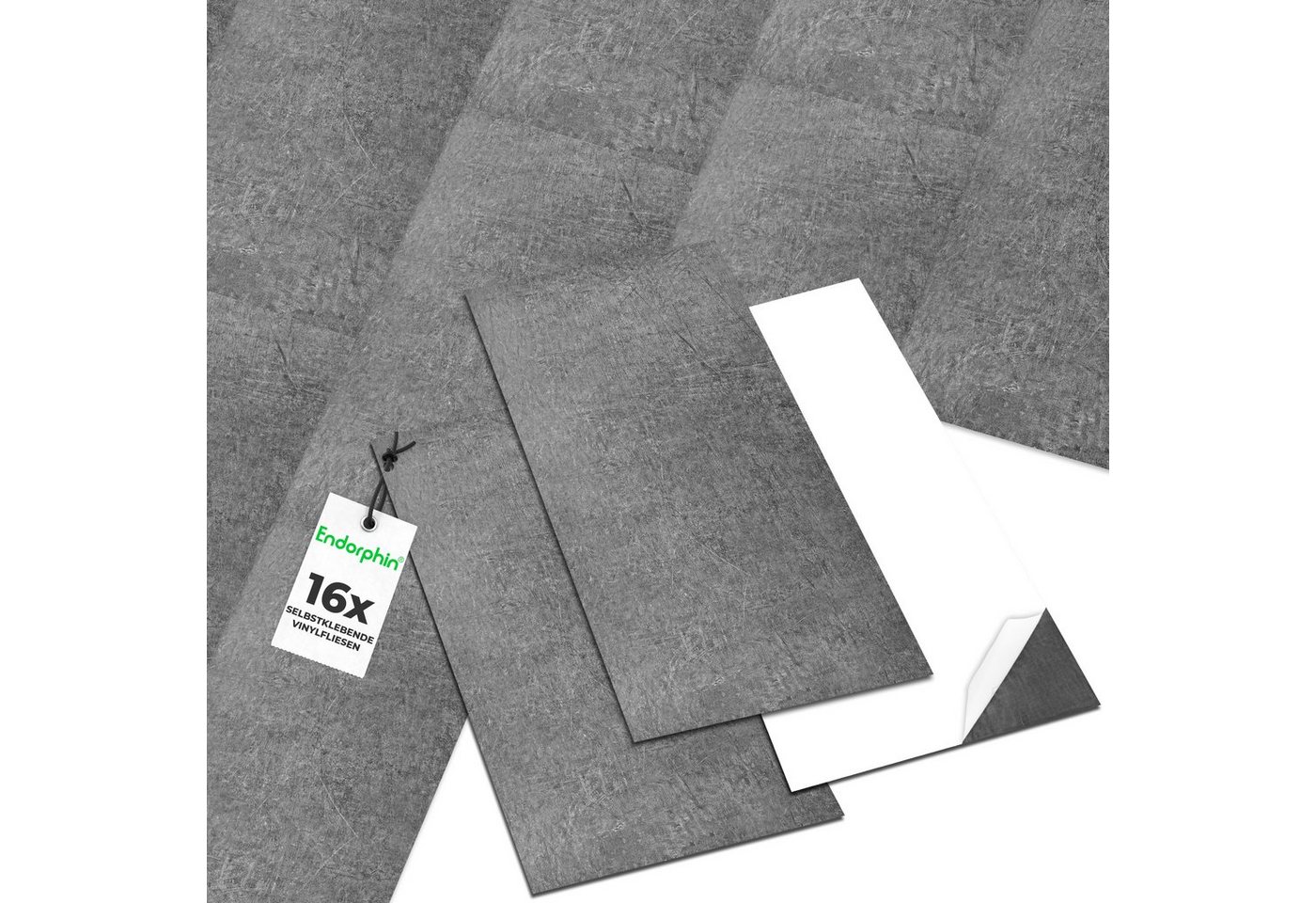 Endorphin Vinylboden Vinylboden selbstklebend in Betonoptik Dunkelgrau 2,97qm, selbstklebend, aus recyceltem Material, mit fühlbarer Oberfläche von Endorphin