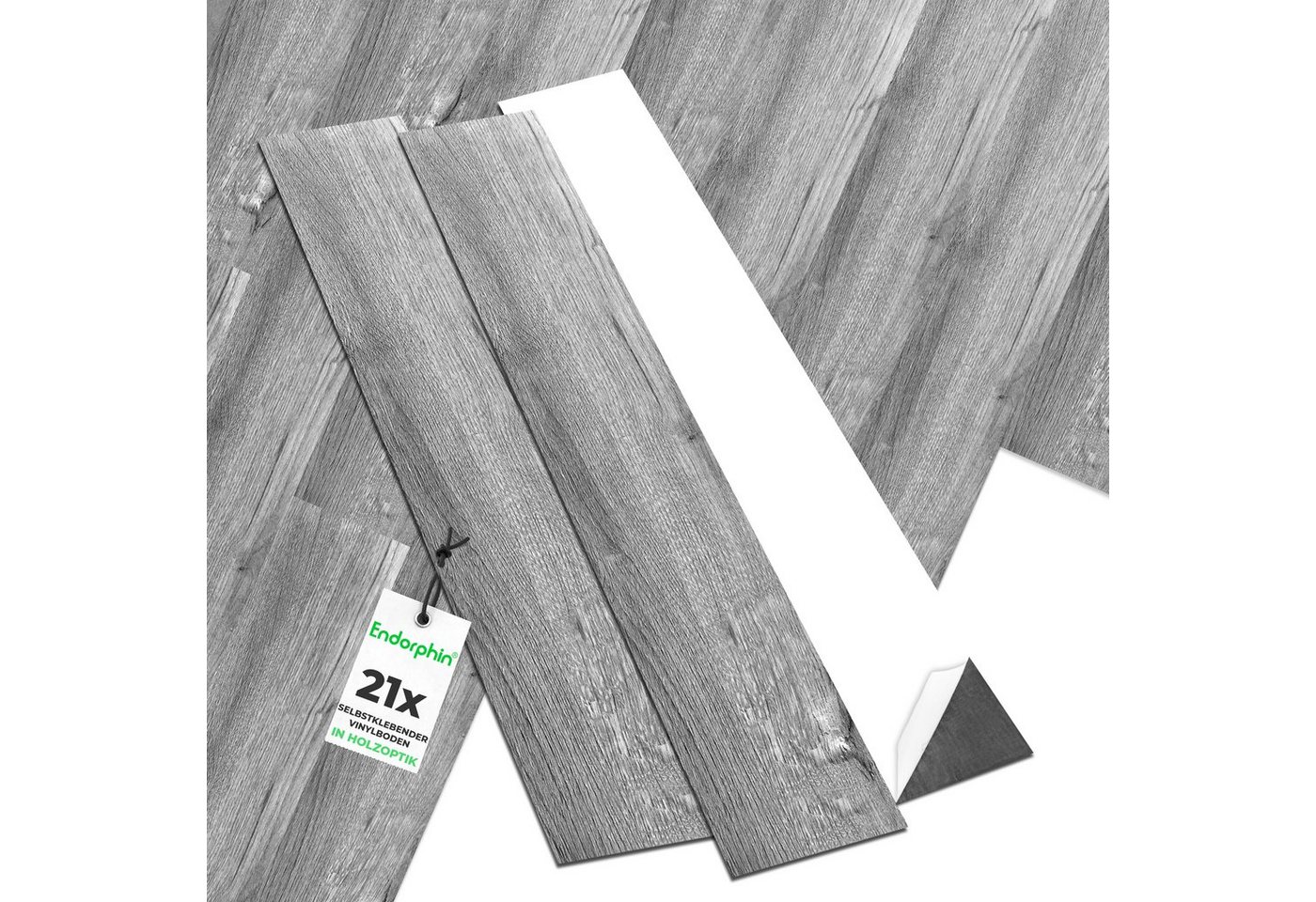 Endorphin Vinylboden Vinylboden selbstklebend in Holzoptik Dunkelgrau 2,93qm, mit fühlbarer Oberfläche von Endorphin