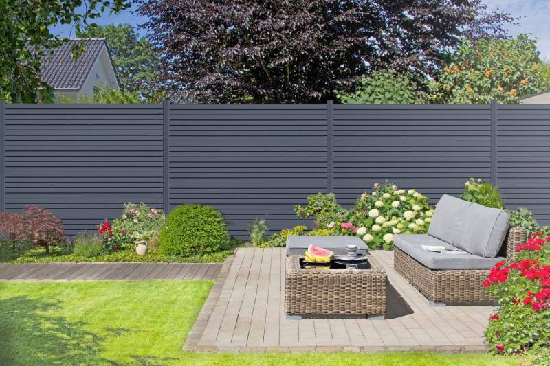 Endorphin Zaun EASY-ROM DIY ALU-Rhombuszaun in anthrazit 5 Elemente 180x180cm 6 Pfost von Endorphin