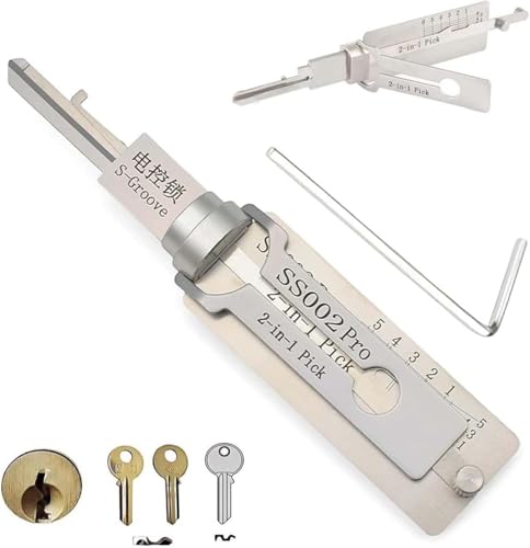 Edelstahl-Hauptschlüssel-Decoder, Dietrich-Set, Werkzeug, 2-in-1 Hauptschlüssel-Decoder, Lockpicking-Werkzeuge, Zugangstüren, verschiedene Formen, SS001-SS002 (Ss002 Pro) von Endxedio