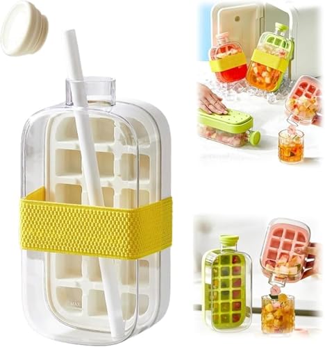 My Crush Cup Ice 2-in-1 Eiswürfelbecher mit Zero Touch Presse, Eiswürfel, Strohhalm und Deckel, tragbare Eiswürfel für Zuhause, Büro, Picknick, Outdoor und Reisen (Weiß-800ml) von Endxedio
