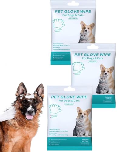 Gettoreach Spülfreie Hunde-Shampoo-Handschuhe, hypoallergene Haustier-Badetücher, perfekt für langhaarige Hunde, Hunde-Tücher, Reinigung, desodorierendes, durchdringendes Fell, halten das Fell weich von Endyniner