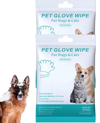Gettoreach Spülfreie Hunde-Shampoo-Handschuhe, hypoallergene Haustier-Badetücher, perfekt für langhaarige Hunde, Hunde-Tücher, Reinigung, desodorierendes, durchdringendes Fell, halten das Fell weich von Endyniner