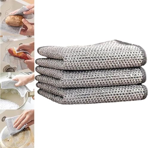 Multipurpose Wire Dishwashing Rags, Reusable Kitchen Cleaning Towels Dish Cloths for Wet and Dry Use, Non-Scratch Scrubbing Wire Dishwashing Rags, Multifunctional Wire Cleaning Cloths (5pcs) von Endyniner