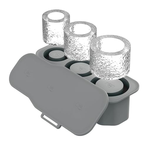 Silicone Ice Cube Maker for Stanley Cup Tumbler Ice Cube Tray 20-40oz with Lid for Making 3 Hollow Cylinder Kitchen Accessories for Freezer, Juice, Coffeee, Whiskey - Collapsible & Reusable (Gray) von Enegg