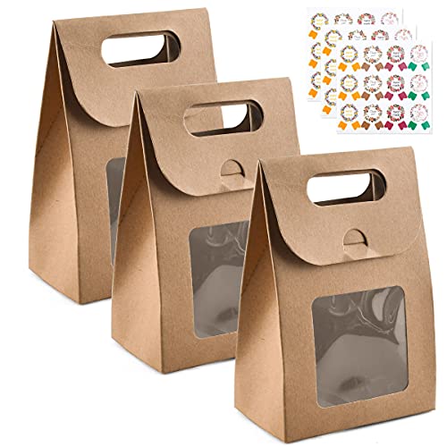 Beutel für Bäckereien, mit Fenster, 25 Stück, große Kraftpapier-Brotverpackung, Brot-Aufbewahrungsbeutel für hausgemachtes Brot, Kekse, Leckereien, Verpackungsbeutel mit 25 Stück von Enenes