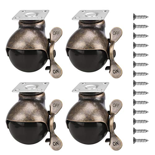 Lenkplatte Lenkrollen Set von 4 Schwerlastrollen 5,1 cm rollen mit 16 Schrauben Antik Kupfer Rollen (mit Bremse Lock) von Enenes