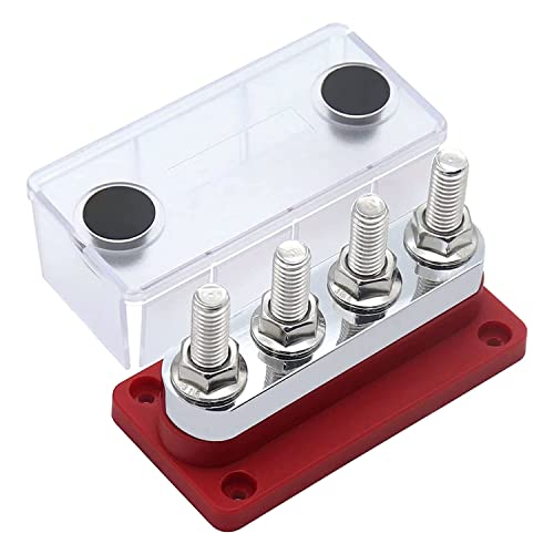600 A Bus Bar 4-Stud (3/8 ) M10 High Current Kupfer Busbar Terminal Block Marine DC 12 V 24 V 48 V mit Abdeckung (rot) von Energetic