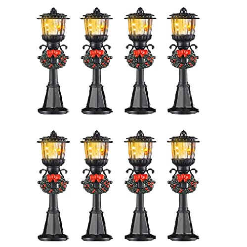 Energetic 8 Stücke Mini Weihnachten Lampe Post Lampe Miniatur Straße Lampe Dekorative für DIY Dorf Weg von Energetic