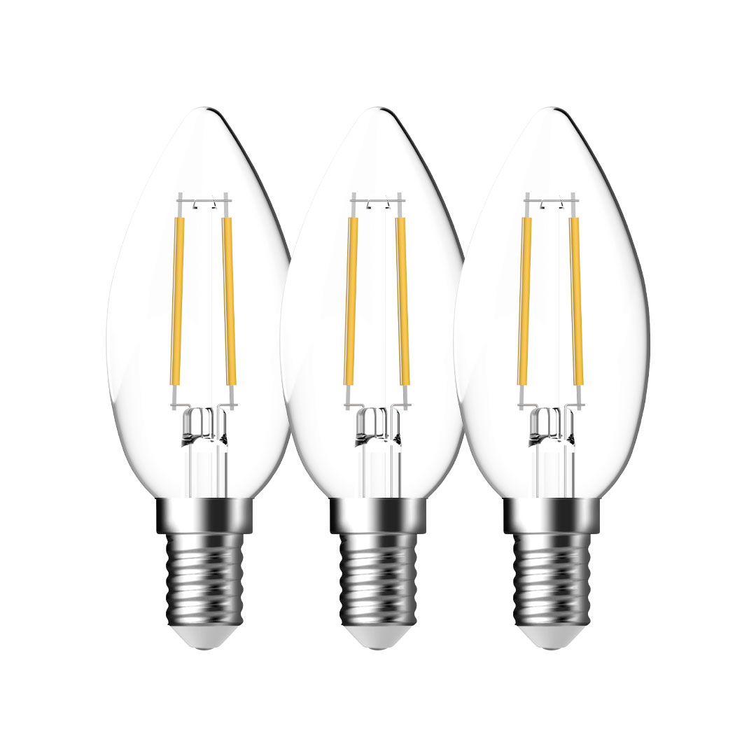 Nordlux Energetic LED Leuchtmittel E14 3er Set Filament klar 470lm 2700K 4W 80Ra 360° 3,5x3,5x9,7cm von Energetic