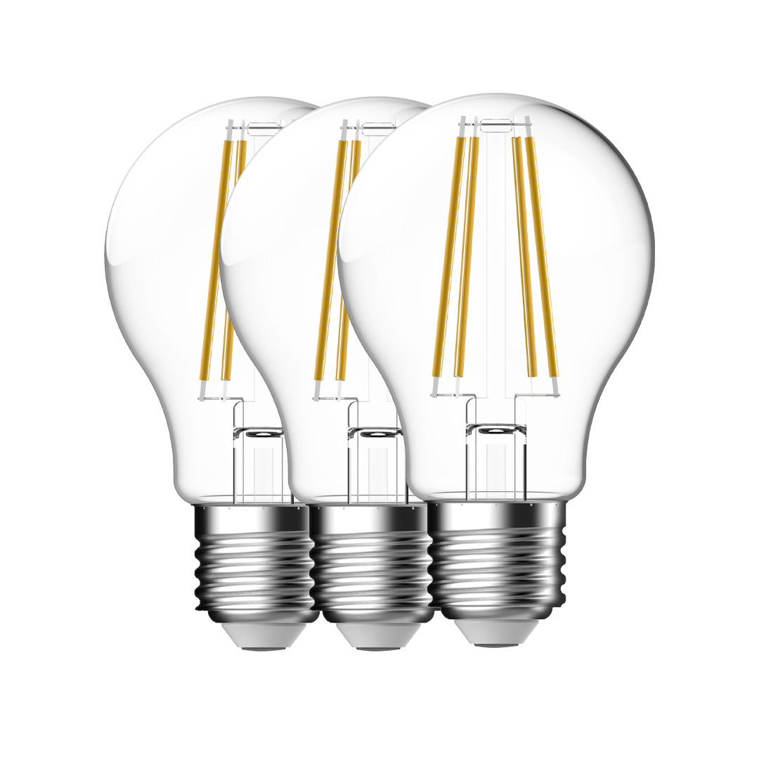 Nordlux Energetic LED Leuchtmittel E27 3er Set Filament klar 1055lm 2700K 7,8W 80Ra 360° 6x6x10,4cm von Energetic
