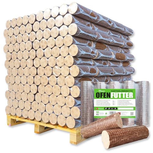 300kg Palette 30x10kg Nestro Hartholzbriketts Buche und/oder Eiche Brenn Kamin Ofen Heiz Holz Gluthalter Brennholz Premium Öko Holzbriketts | Energie Kienbacher von Energie Kienbacher