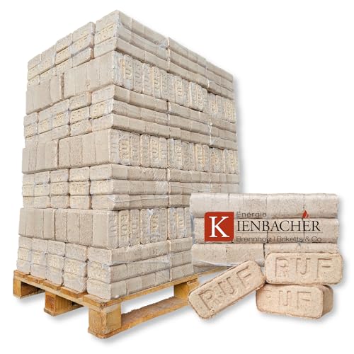 RUF Hartholzbriketts 500kg Palette 50 x 10kg RUF Briketts Brenn Kamin Ofen Heiz Holz Gluthalter Brennholz Premium Öko Briketts | Energie Kienbacher von Energie Kienbacher