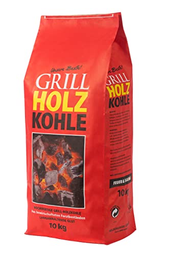 10kg Holzkohle Premium Holzkohle „100% Made IN Germany“ Grillkohle Grillbriketts für Kugelgrill Holzkohlegrill Smoker Briketts Grill Kohle von Energie Kienbacher