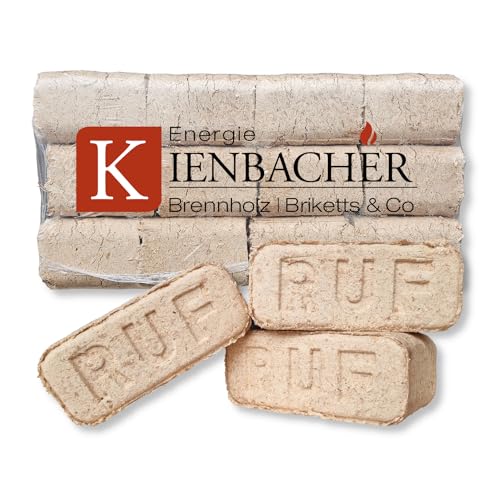 10kg RUF Reine Buchen Briketts im Paket Hartholz Brenn Kamin Ofen Heiz Holz Gluthalter Buche RUF Brikett Eckig | Energie Kienbacher (1x10kg) von Energie Kienbacher