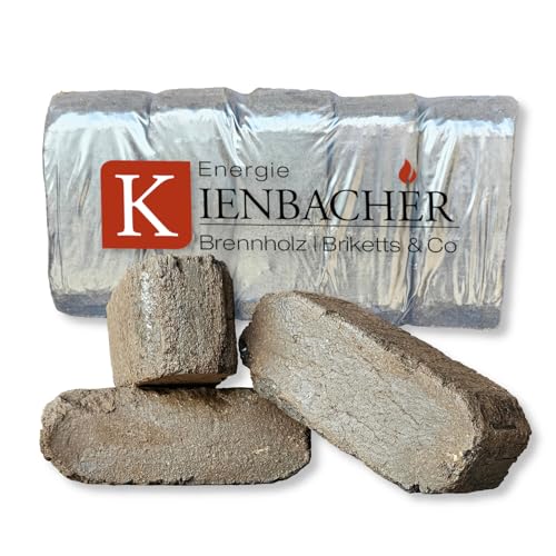 10kg Torfbriketts Torfkohle Naturkohle in Paket Braunkohle Gluthalter Dauerbrenner Kamin Ofen Brenn Holz Heiz Kohle Brikett | Energie Kienbacher (10kg) von Energie Kienbacher