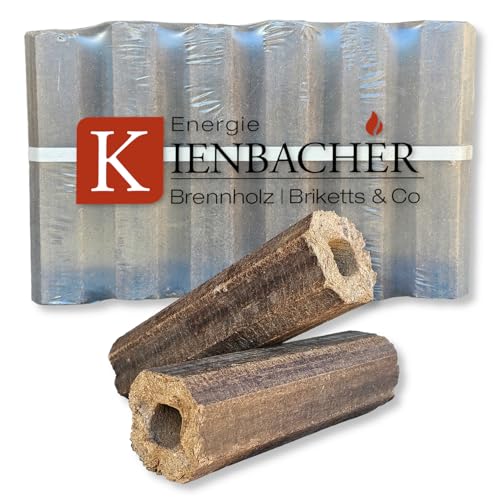 50kg PiniKay Holzbriketts Hartholz Briketts im Paket aus Buche- und Eiche Octagon Form Brenn Kamin Ofen Heiz Holz Grill Smoker Gluthalter Premium Brikett | Energie Kienbacher (50kg) von Energie Kienbacher