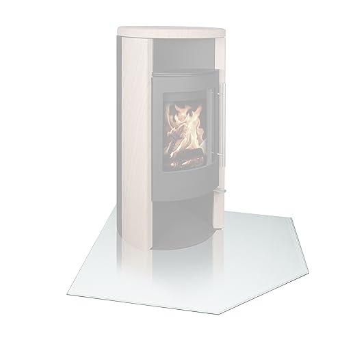 EWO Funkenschutzplatte - Glasplatte für Kaminöfen in Fünfeck-Form (110 x 110 x 0,8 cm) - Bodenplatte als Kamin Funkenschutz mit ESG-Sicherheitsglas - Kaminplatte Boden-Schutzglas von EnergieWerk Ost GmbH