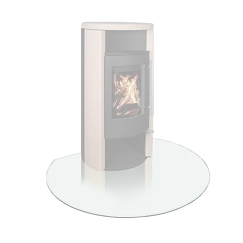 EWO Funkenschutzplatte - Glasplatte für Kaminöfen in Kreisabschnitt-Form (75 x 100 x 0,8 cm) - Bodenplatte als Kamin Funkenschutz mit ESG-Sicherheitsglas - Kaminplatte Boden-Schutzglas von EnergieWerk Ost GmbH
