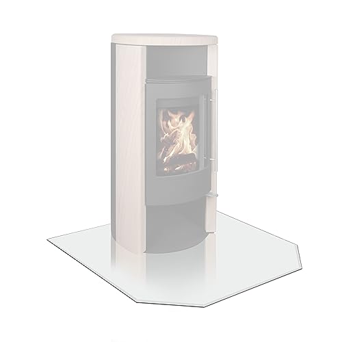 EWO Funkenschutzplatte - Glasplatte für Kaminöfen in Sechseck-Form (120 x 100 x 0,8 cm) - Bodenplatte als Kamin Funkenschutz mit ESG-Sicherheitsglas - Kaminplatte Boden-Schutzglas von EnergieWerk Ost GmbH