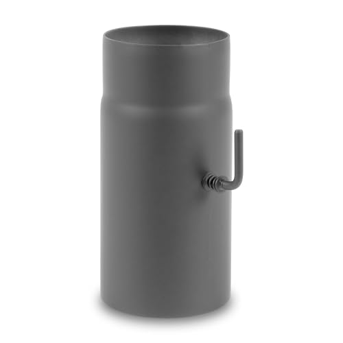 Ø 130mm - Ofenrohr 25cm mit Drosselklappe gussgrau - 2 mm Stahlblech - bis 600°C - Senotherm-Beschichtung - rußbeständig - frost- und tauwasserbeständig - erfüllt DIN Norm 1856-2 von EnergieWerk Ost GmbH