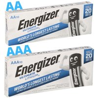 20x Energizer Lithium Batterie set 10x aa Mignon + 10x aaa Micro von Energizer