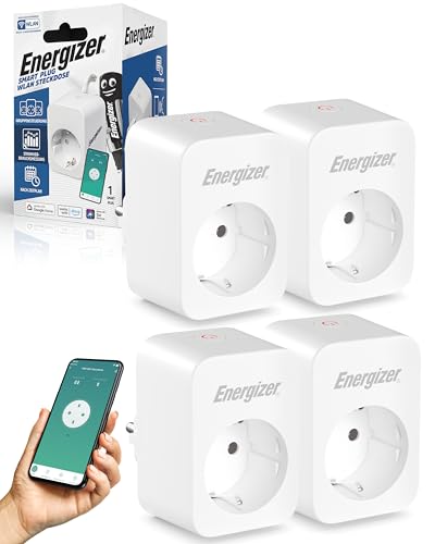 ENERGIZER Smart Plug WLAN Steckdose, kompatibel mit Alexa, für Smart Home als Energiekostenmessgerät, mit App- und Sprachsteuerung, kein HUB notwendig, 2.4GHz Wifi 4 Stück von Energizer