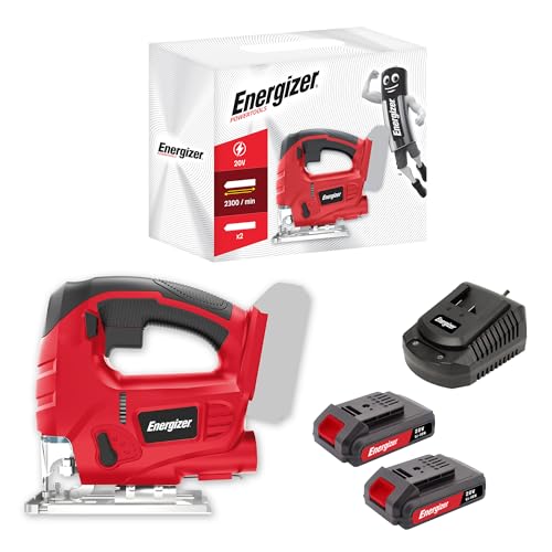 Energizer – Akku-Stichsäge 20 Volt – 2300 OPM, Schnitt in Holz 80 mm/Metall 6 mm – Inklusive 2 Akkus 20V 2AH + Ladegerät – Schneller werkzeugloser Sägeblattwechsel, Staubabsaugung – Zubehör inklusiv Energizer – Akku-Stichsäge 20 Volt – 2300 OPM, Schnitt in Holz 80 mm/Metall 6 mm – Inklusive 2 Akkus 20V 2AH + Ladegerät – Schneller werkzeugloser Sägeblattwechsel, Staubabsaugung – Zubehör inklusiv von Energizer