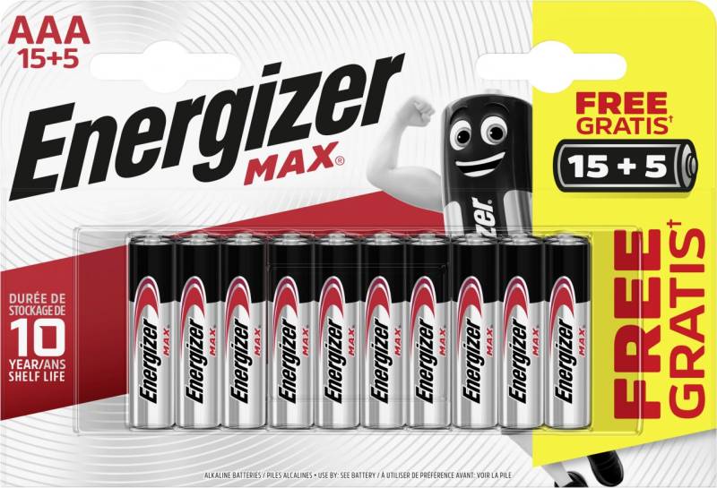 Energizer Alkaline Max Battgerie Micro AAA 1,5 V, 15 + 5 Pack von Energizer
