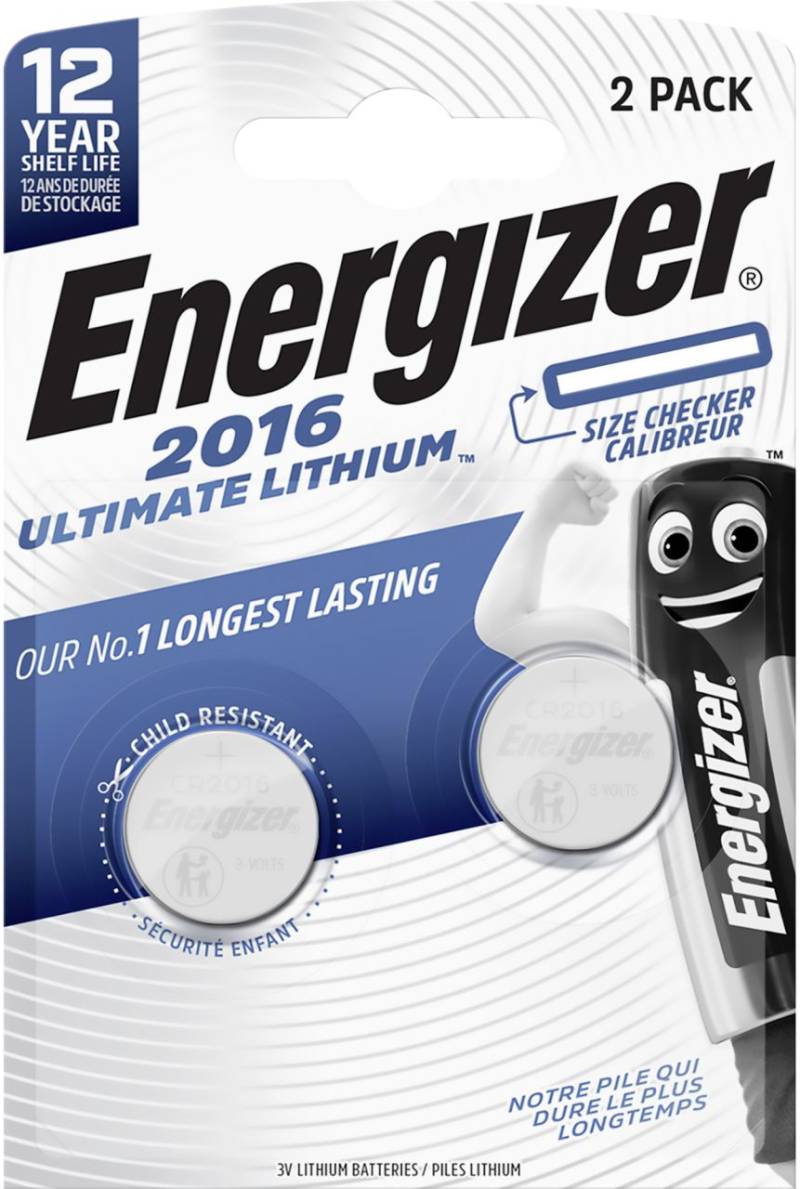 Energizer Knopfzelle CR 2016 Ultimate Lithium, 3 V, 2er Pack von Energizer